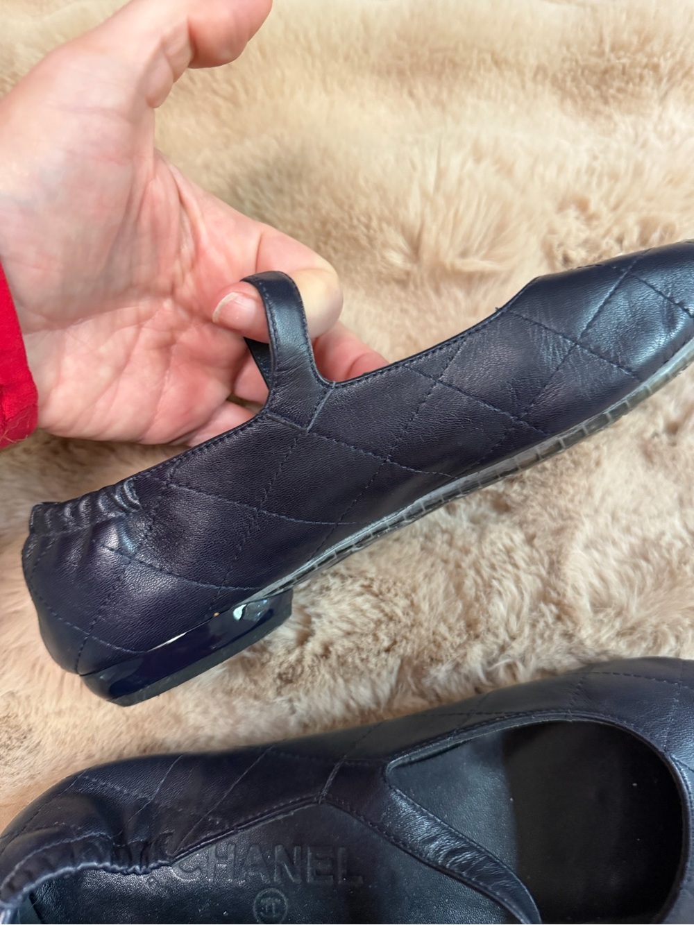 Authentic Chanel Navy Quilted Leather CC Mary Jane Flats EU 37 - Picture 9 of 16